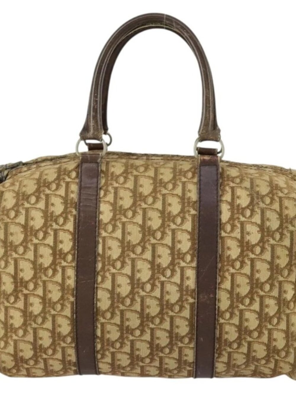 Christian Dior Trotter Canvas Boston Bag Beige Gold Auth 154736 - Picture 2 of 16